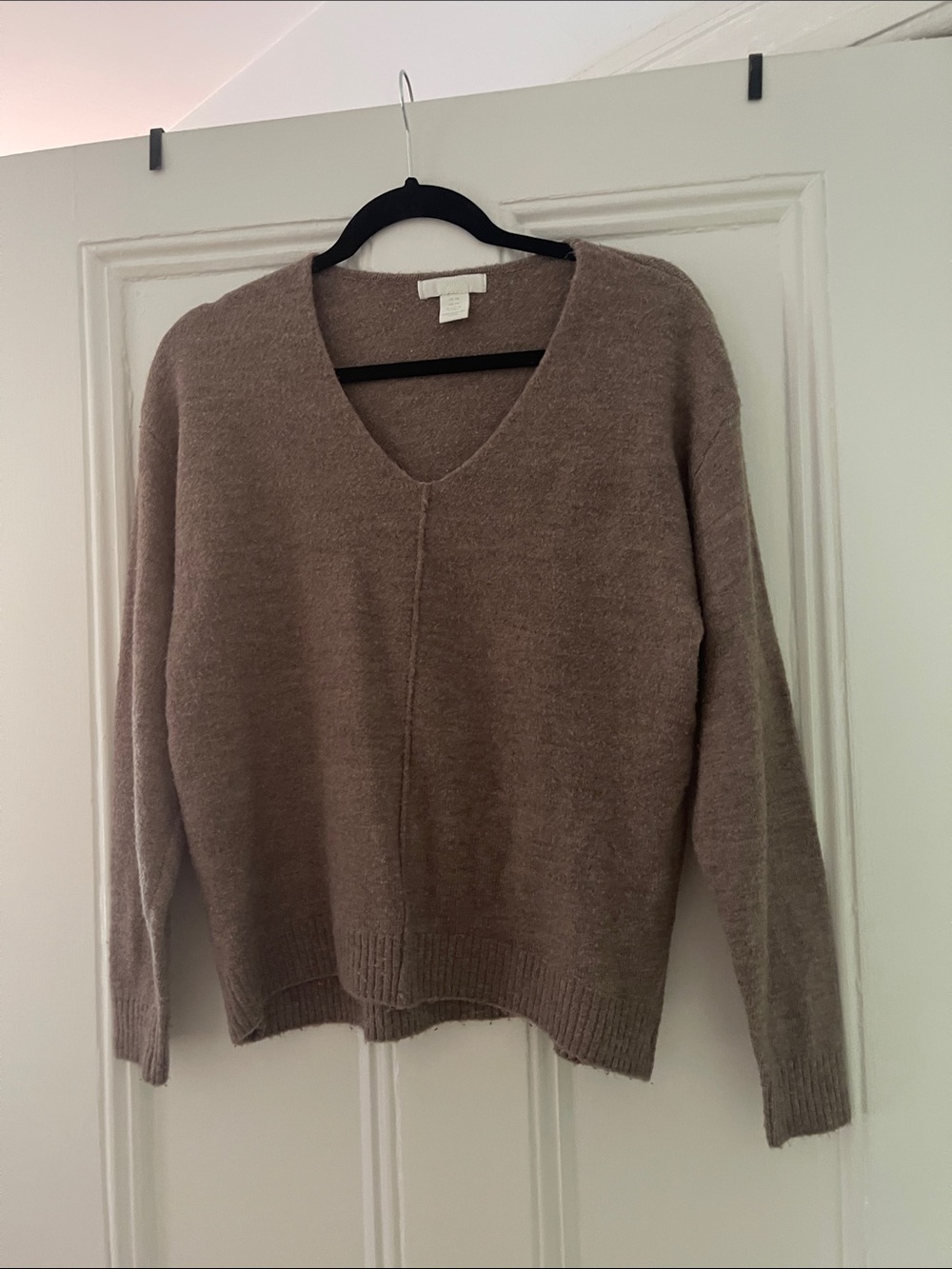 H&M V-Neck Sweater in Taupe Brown